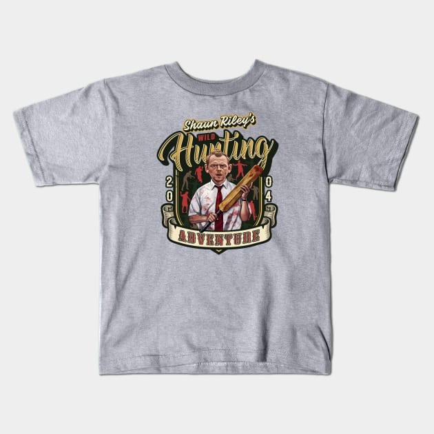 Shaun Riley's Wild Hunting Adventure Kids T-Shirt by Alema Art